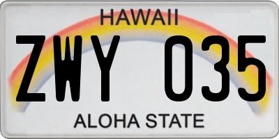 HI license plate ZWY035