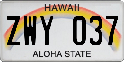 HI license plate ZWY037