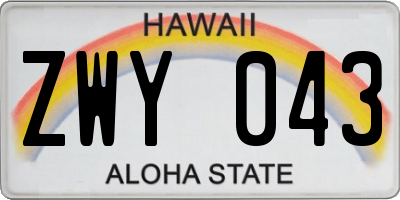 HI license plate ZWY043