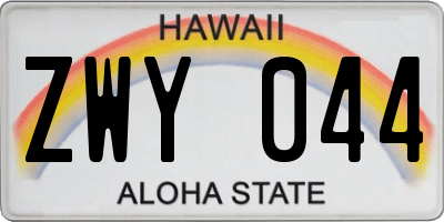 HI license plate ZWY044