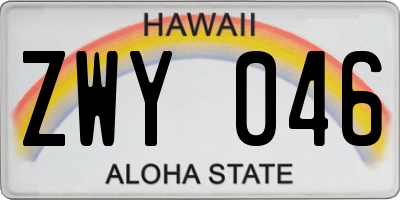 HI license plate ZWY046