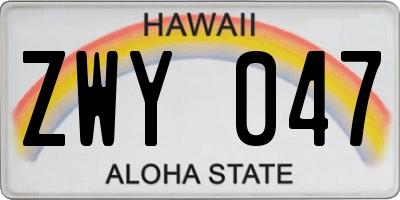 HI license plate ZWY047