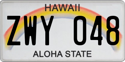HI license plate ZWY048