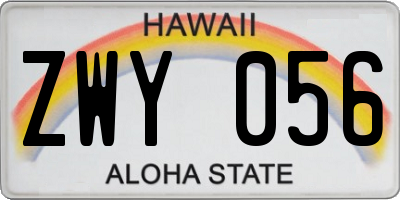 HI license plate ZWY056