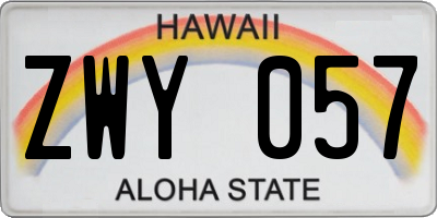 HI license plate ZWY057