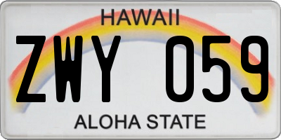 HI license plate ZWY059