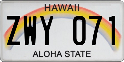 HI license plate ZWY071