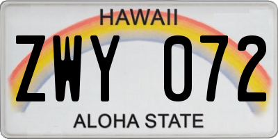 HI license plate ZWY072
