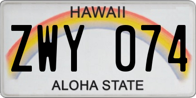HI license plate ZWY074