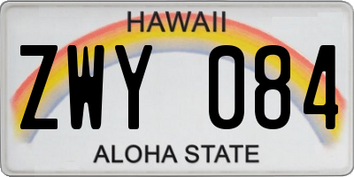 HI license plate ZWY084