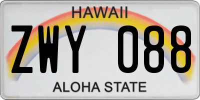 HI license plate ZWY088