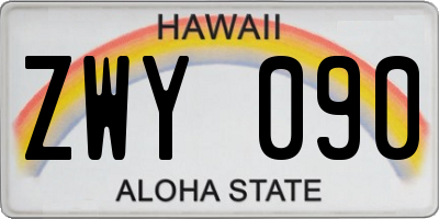 HI license plate ZWY090