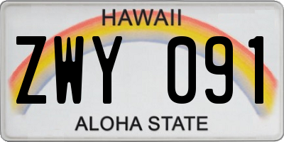 HI license plate ZWY091