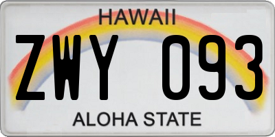 HI license plate ZWY093