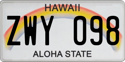 HI license plate ZWY098