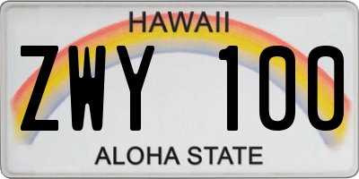 HI license plate ZWY100