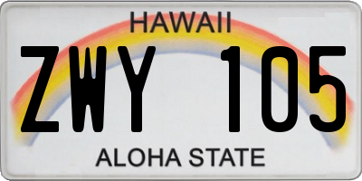 HI license plate ZWY105