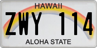 HI license plate ZWY114