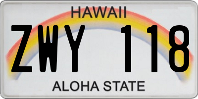 HI license plate ZWY118