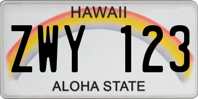 HI license plate ZWY123