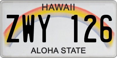 HI license plate ZWY126