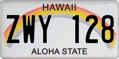 HI license plate ZWY128