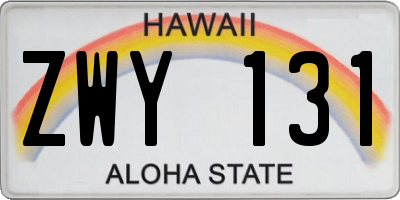 HI license plate ZWY131