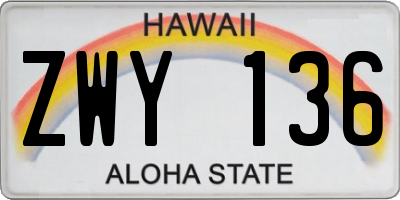HI license plate ZWY136