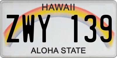 HI license plate ZWY139