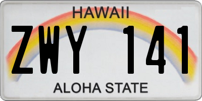 HI license plate ZWY141