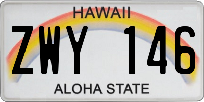 HI license plate ZWY146