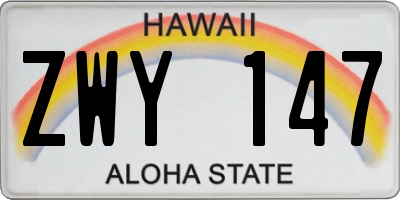 HI license plate ZWY147
