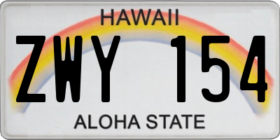HI license plate ZWY154