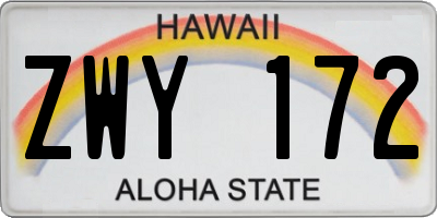HI license plate ZWY172