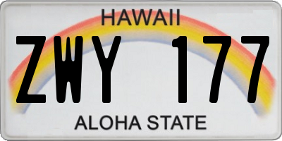 HI license plate ZWY177