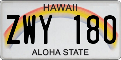 HI license plate ZWY180