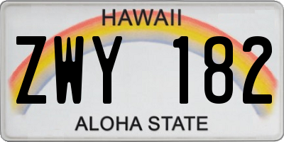 HI license plate ZWY182