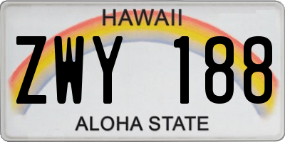 HI license plate ZWY188