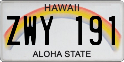 HI license plate ZWY191