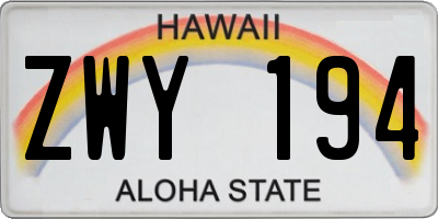 HI license plate ZWY194