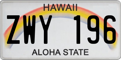 HI license plate ZWY196