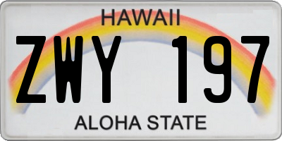 HI license plate ZWY197