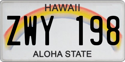 HI license plate ZWY198