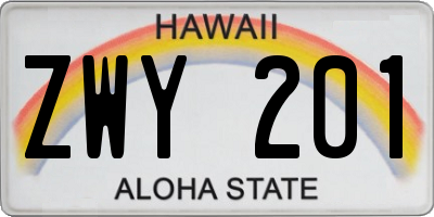 HI license plate ZWY201