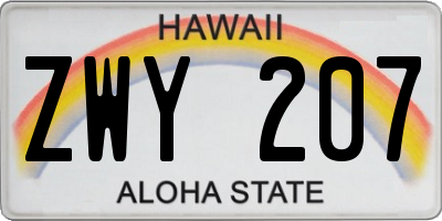 HI license plate ZWY207