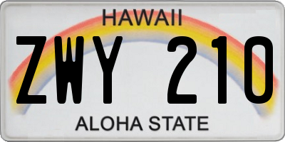 HI license plate ZWY210