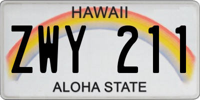 HI license plate ZWY211