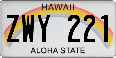 HI license plate ZWY221