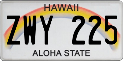 HI license plate ZWY225
