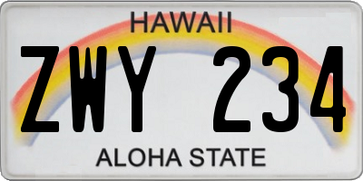 HI license plate ZWY234